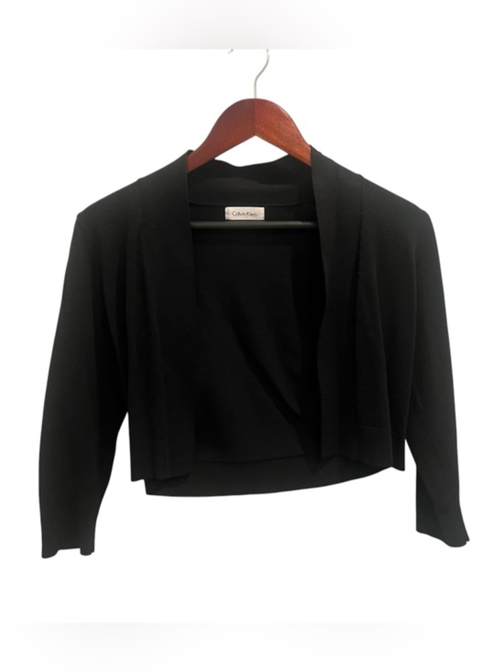 Calvin Klein Black Open-Front Cropped Cardigan Size Small